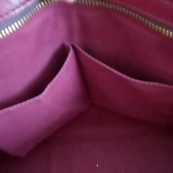 Vintage Fossil Deep Red 2 handle Handbag w/Logo Key - Picture 9 of 10